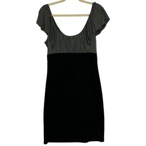 Soprano Gray & Black Color-block Dress, size large, Rayon/Spandex